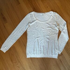 Boston Proper - White Long Sleeve Top with Silver Gems